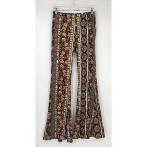 Windsor Stretchy Floral Brown Boho Flared Bell Bottom Pull On Pants Size Large